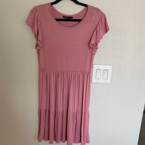 Pink Ruffled Sleeve Dress
